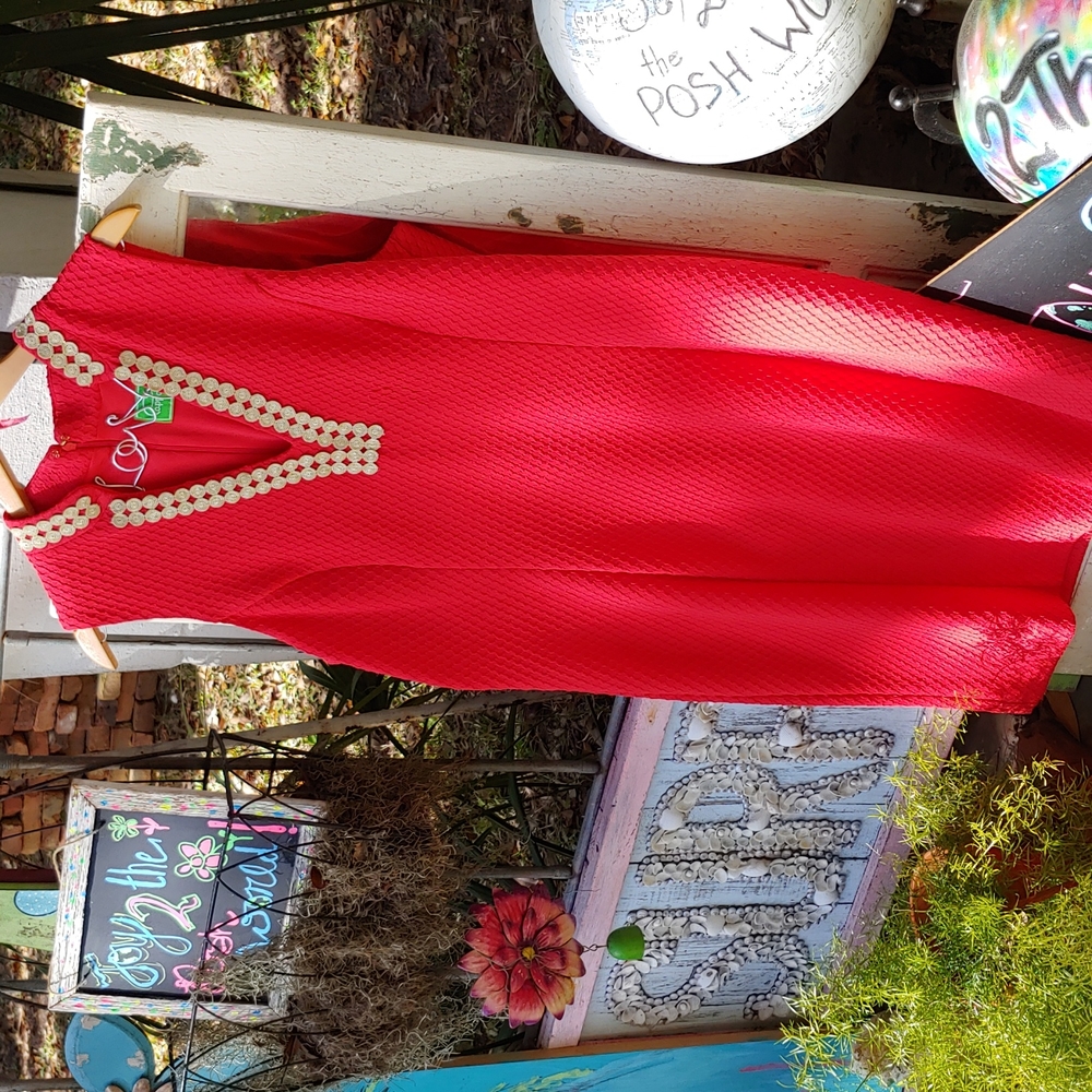 Vintage Pappagallo red/gold shift dress